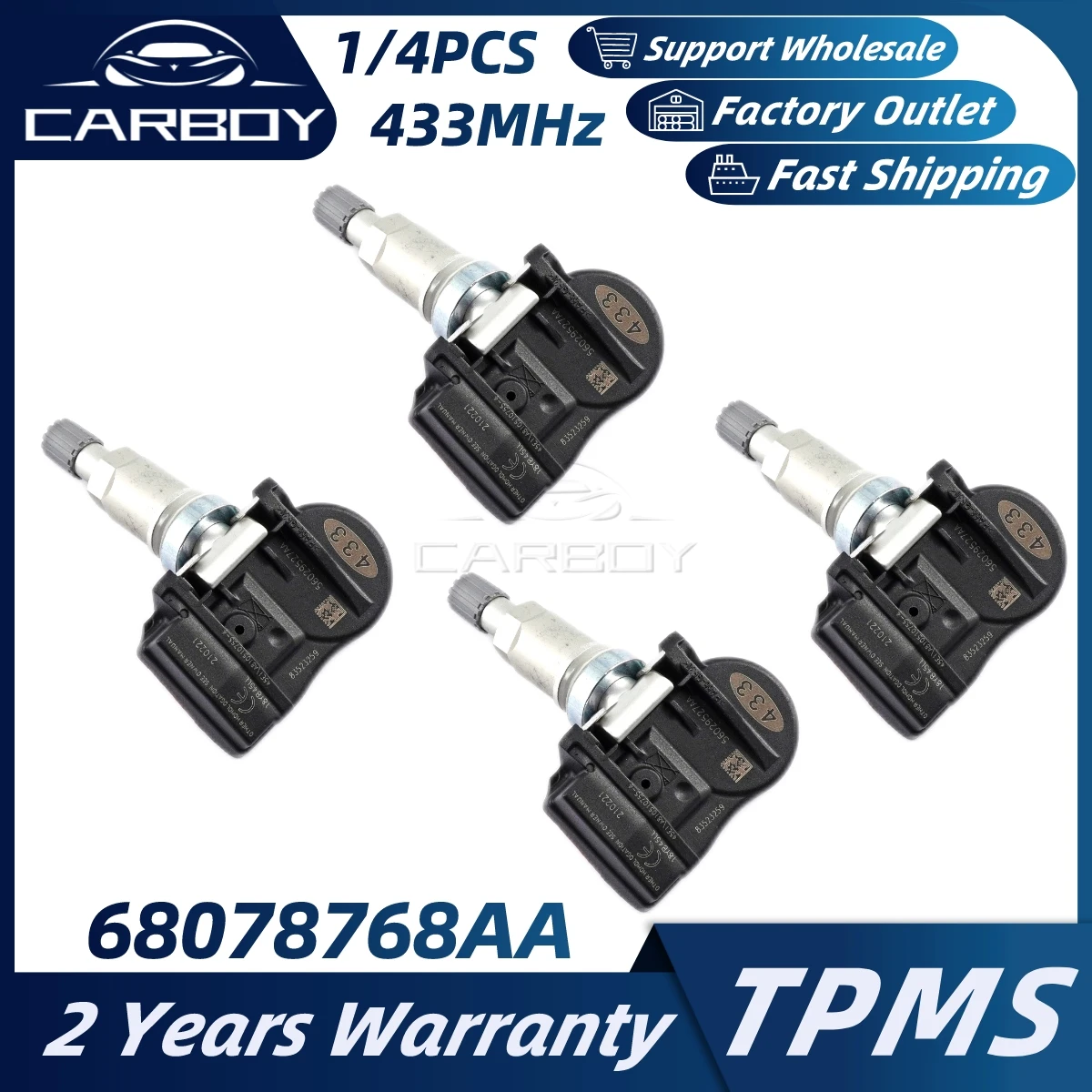 68078768AA 68078768AB 68078768AC 433MHz TPMS Sensor For Chrysler Town & Country Dodge Caliber Journey Charger Avenger Magnum
68078768AA 68078768AB 68078768AC 433MHz TPMS Sensor For Chrysler Town & Country Dodge Caliber Journey Charger Avenger Magnum