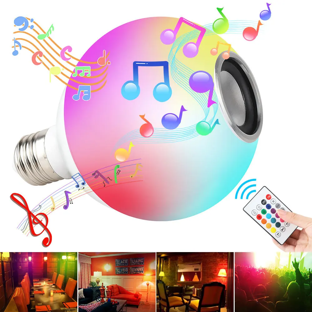 E27 Music RGB Color Changing 15W RGBW Light Bulb Bluetooth Speaker Multicolor Decorative Bulb with Remote Control for Party Home
E27 Music RGB Color Changing 15W RGBW Light Bulb Bluetooth Speaker Multicolor Decorative Bulb with Remote Control for Party Home