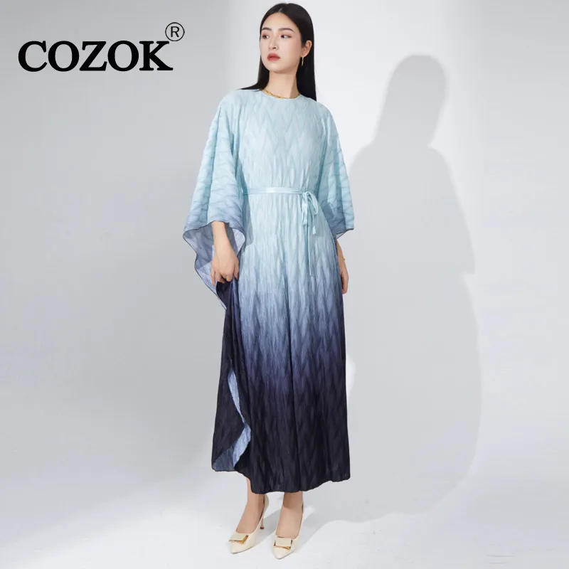 COZOK Irregular Gradient Color Pleated Casual Women Dress Lace-up Batwing Sleeve O-Neck Dresses Female WT448
COZOK Irregular Gradient Color Pleated Casual Women Dress Lace-up Batwing Sleeve O-Neck Dresses Female WT448