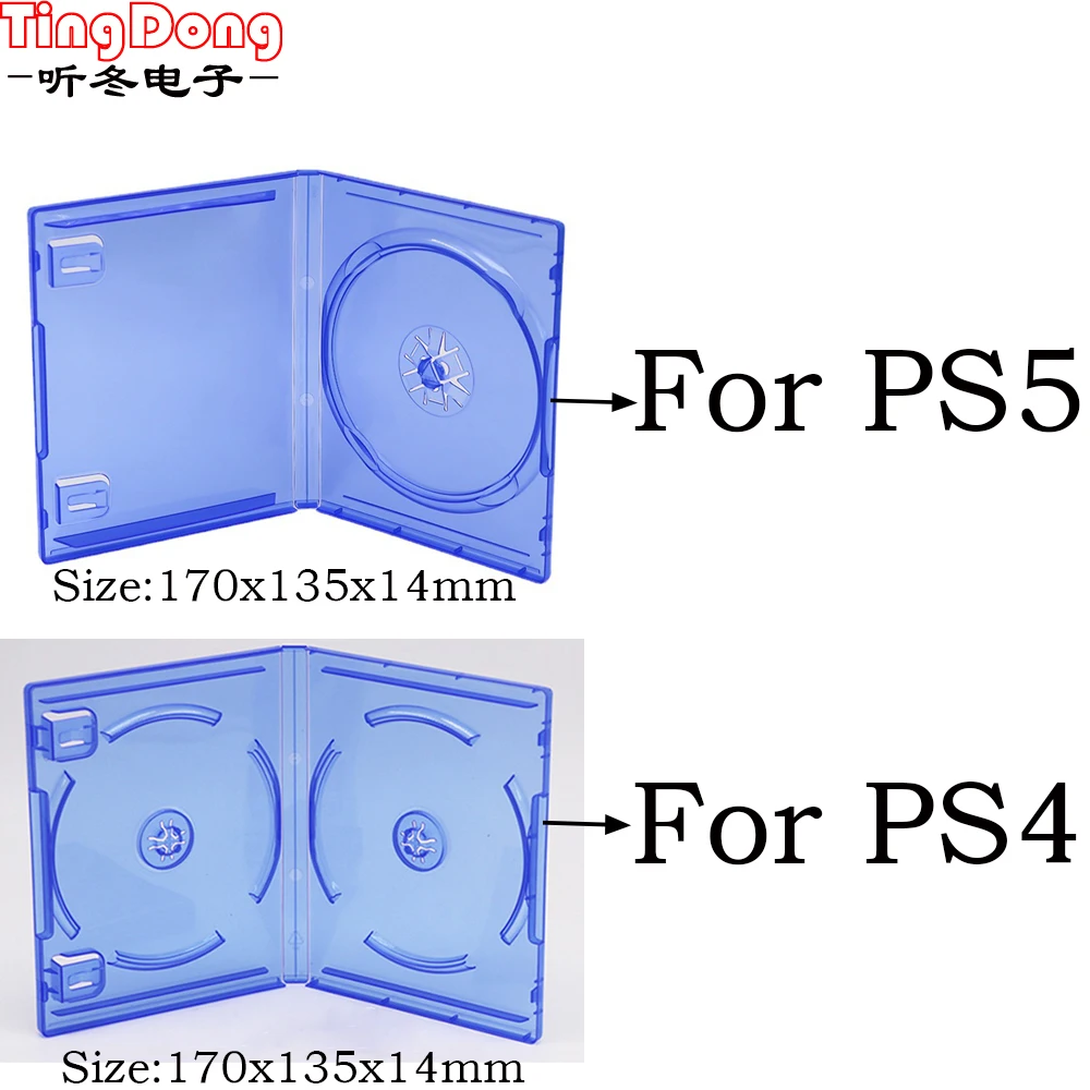 

50pcs Blue clear Replacement Case For PS5 PS4 Game Double Disc Spare Blue Game Blu-Ray Box 2 CD 170X135X14mm