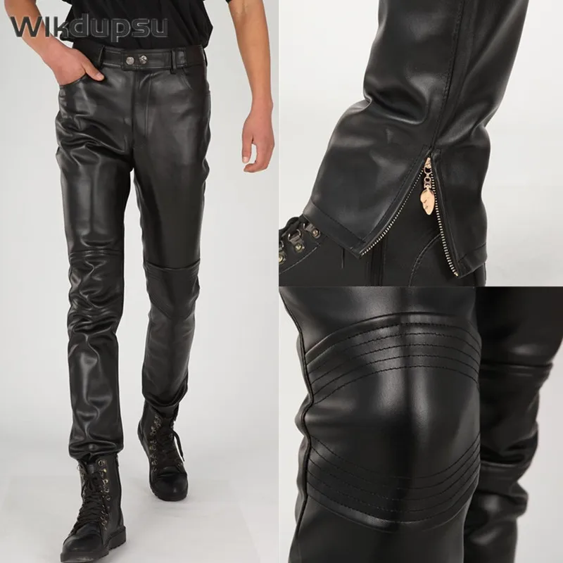 Spring Autumn Faux Leather Pants Men Black Motorcycle Biker PU Leather Trousers Punk Streetwear Casual Male Clothes Plus Size
Spring Autumn Faux Leather Pants Men Black Motorcycle Biker PU Leather Trousers Punk Streetwear Casual Male Clothes Plus Size