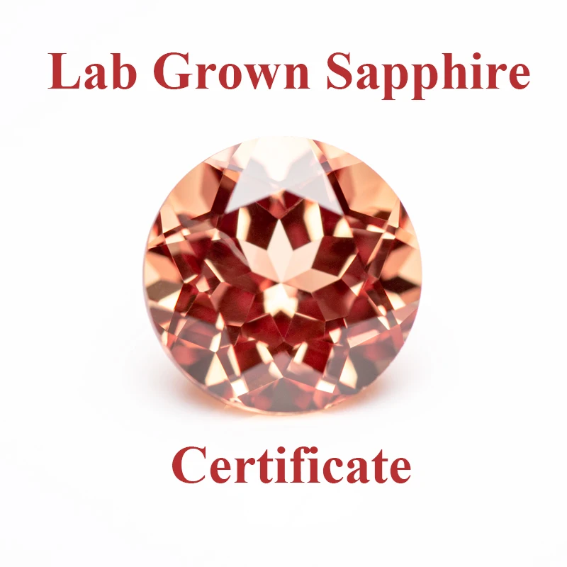 

Lab Grown Sapphire Sunset Orange Color Round Shape Charm Beads for Diy Jewelry Making Rings Materials Selectable AGL Certificate