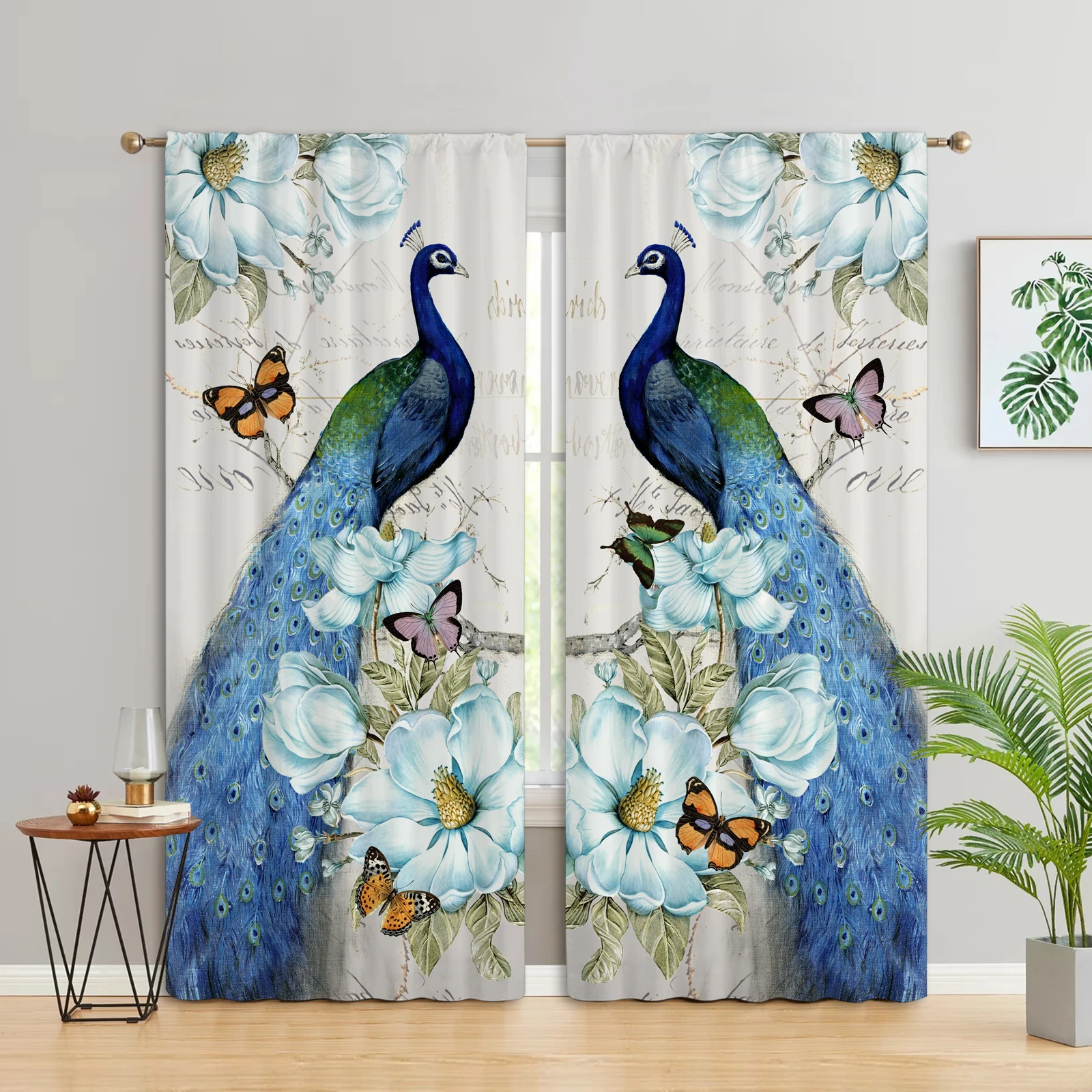 

Cheap 3D Vintage Peacock Luxury Print Free Shipping 2 Pieces Thin Window Curtain For Living Room Bedroom Two Drape Decor cortina