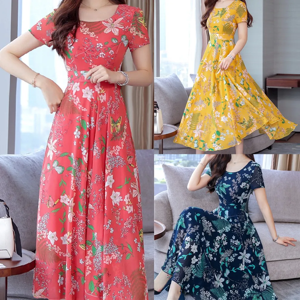 Summer Women's Elegant Floral Printed Dresses Fashion Short Sleeved High Waist Pleated Dresses Casual Round Neck Versatile Dress
Summer Women's Elegant Floral Printed Dresses Fashion Short Sleeved High Waist Pleated Dresses Casual Round Neck Versatile Dress