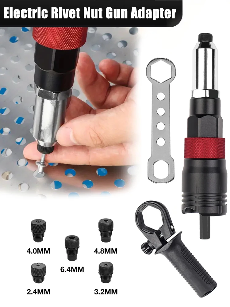 2.4-6.4mm Professional Electric Rivet Nut Gun Adapter Automatic Riveting Nail Gun Cordless Riveting Tools With Wrench And Handle
2.4-6.4mm Professional Electric Rivet Nut Gun Adapter Automatic Riveting Nail Gun Cordless Riveting Tools With Wrench And Handle