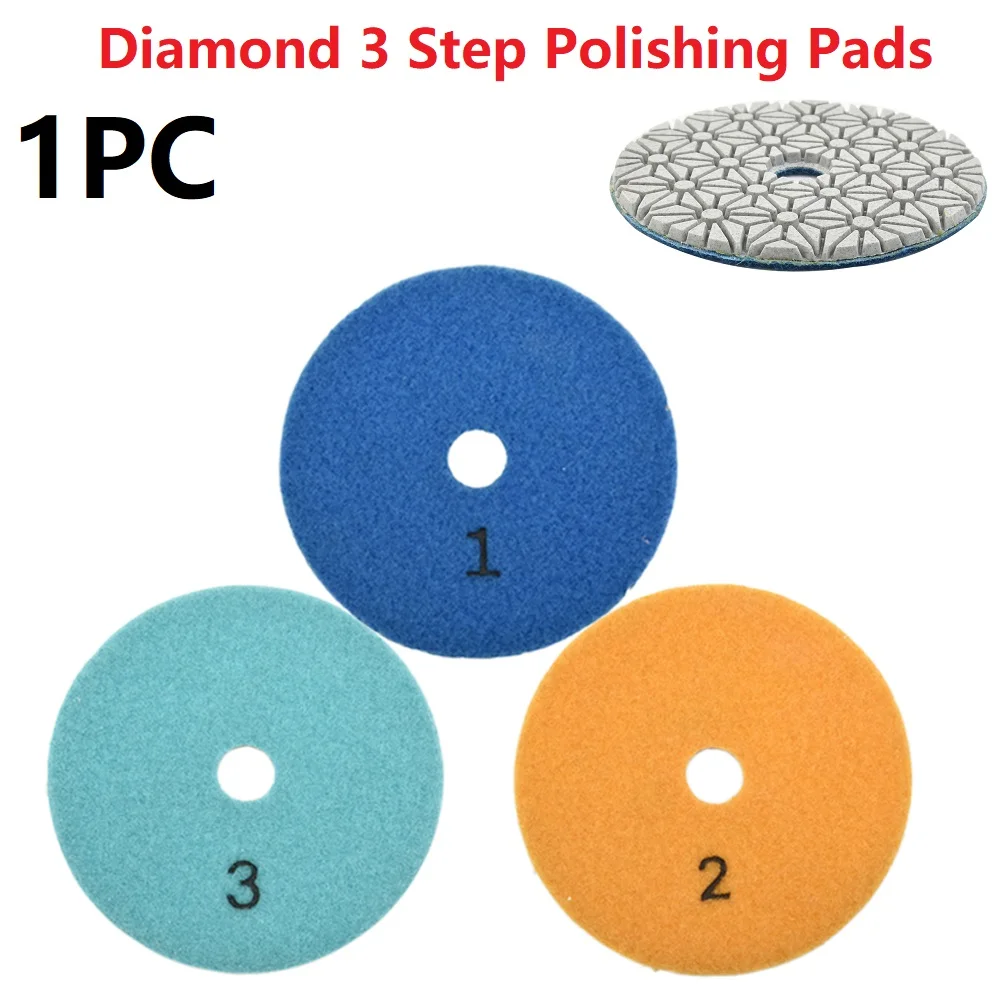 

1/5pcs 4 Inch 100mm Dry/Wet Diamond 3 Step Polishing Pads Flexible Grinding Discs For Granite Marble Concrete Stone Sanding