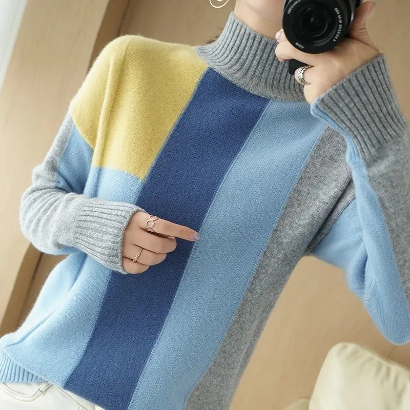 Sweater For Women 2023 Autumn Winter New Turtleneck Pullover Tops Fashion Color Matching Loose Long Sleeve Thicken Warm Knitwear
Sweater For Women 2023 Autumn Winter New Turtleneck Pullover Tops Fashion Color Matching Loose Long Sleeve Thicken Warm Knitwear
