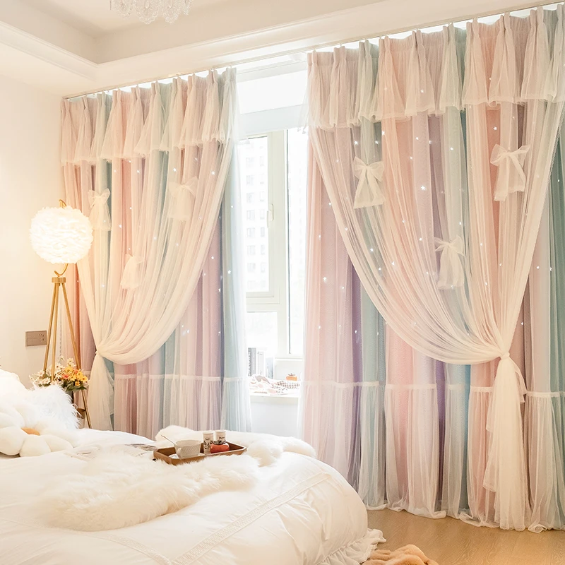 

Modern Bedroom Bay Window Soundproof Drapes Children's Room Decoration Curtain Home Living Room Drape Balcony Blackout Curtains