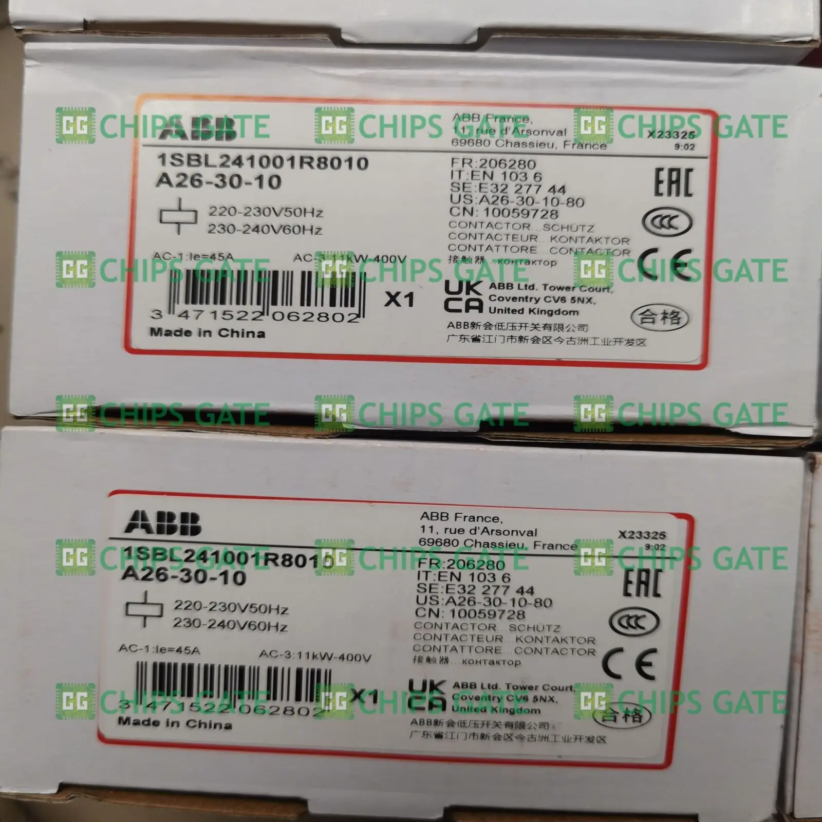 

1PCS New & Genuine ABB AC contactor A26-30-10 AC220V Fast ship with warranty