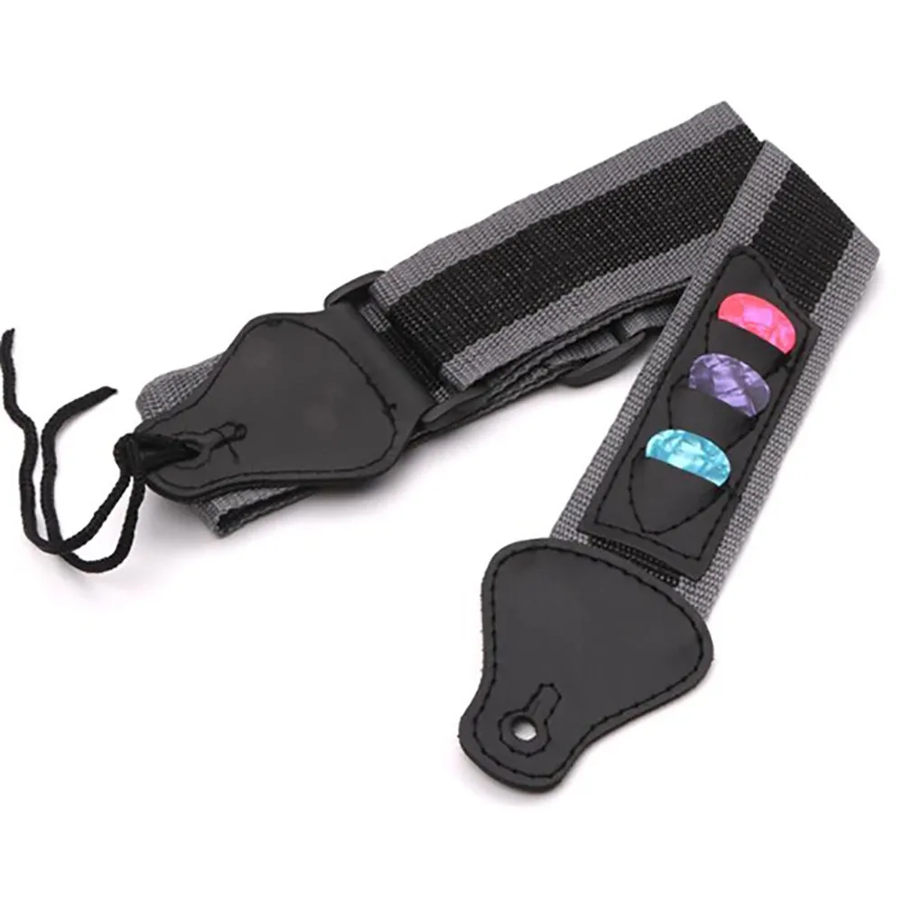 New Simple Fashionable High Quality Guitar Strap 3 Picks Adjustable For Acoustic Electric Bass Nylon13.7x7x4cm
New Simple Fashionable High Quality Guitar Strap 3 Picks Adjustable For Acoustic Electric Bass Nylon13.7x7x4cm