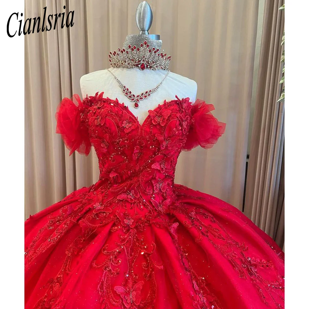 

Luxury 3D Flowers Princess Ball Gown Quinceanera Dresses Sparkly Pearls Sweet 16 Dress Luxury Vestidos De 15 Años For Birthday