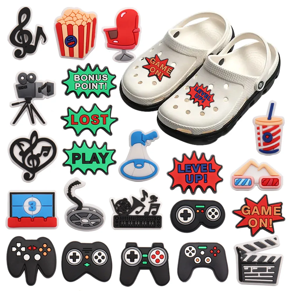Wholesale 50pcs PVC Shoe Charms Movie Camera Game Handle Accessories Shoe Buckles Fit Croc Jibz Kids X-mas Gift 
Wholesale 50pcs PVC Shoe Charms Movie Camera Game Handle Accessories Shoe Buckles Fit Croc Jibz Kids X-mas Gift