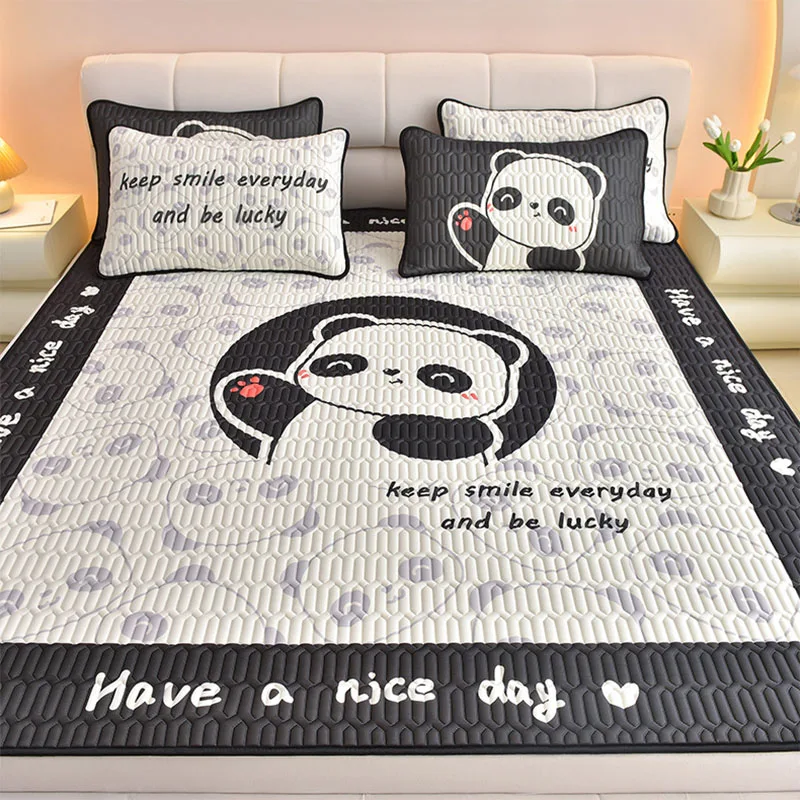 

Natural Latex Cute Panda Cartoon Print Summer Cooling Mat for Bed Soft Cool Feeling Flat Sheet and Pillowcase Grade A Summer Mat