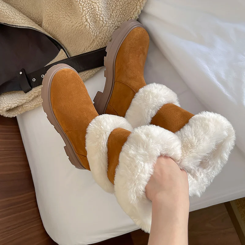 2023 Winter New Imitation Suede Thickened Plush Warm Snow Boots Round Toe Platform Stitching Women's Boots Luxury Shoe for Women
2023 Winter New Imitation Suede Thickened Plush Warm Snow Boots Round Toe Platform Stitching Women's Boots Luxury Shoe for Women