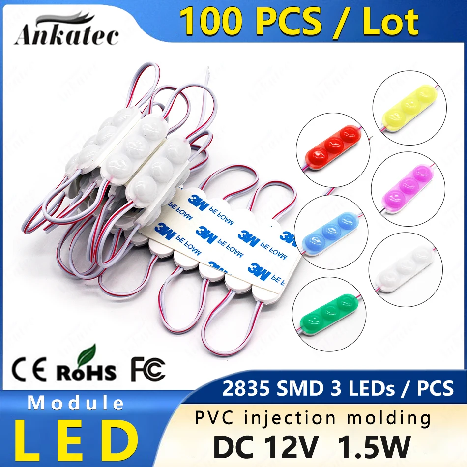 100 of LED Injection Molding Module DC 12V 1.5W PVC Integrated Lens 2835 Red Green Blue Warm White Yellow Purple Pink Lamp IP65
100 of LED Injection Molding Module DC 12V 1.5W PVC Integrated Lens 2835 Red Green Blue Warm White Yellow Purple Pink Lamp IP65