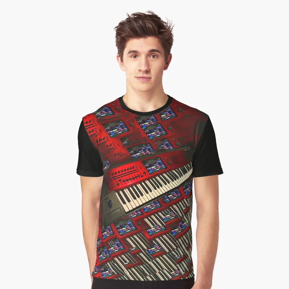 

Korg Kronos Synth Keyboard Workstation Red Design| Keyboard Piano Synthesizer Graphic T-Shirt for Men Women