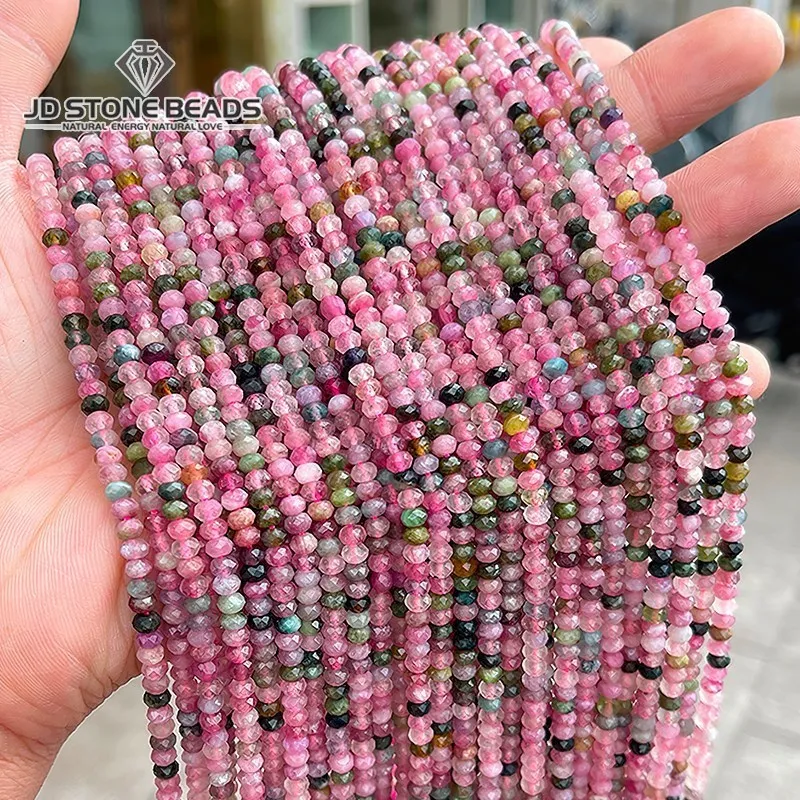 

4*3mm Natural Tourmaline Faceted Abacus Shape Rondelle Beads Loose Spacer Charm Bead For Jewelry Making Diy Necklace Accessories