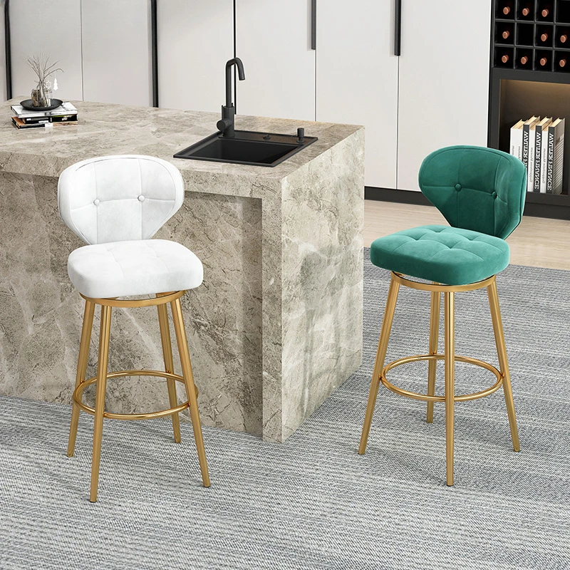 

Minimalist Rotating Nordic Bar Stools Reception Manicure Island Kitchen Counter Stools Luxury Backrest Cadeiras Furniture XR50BY