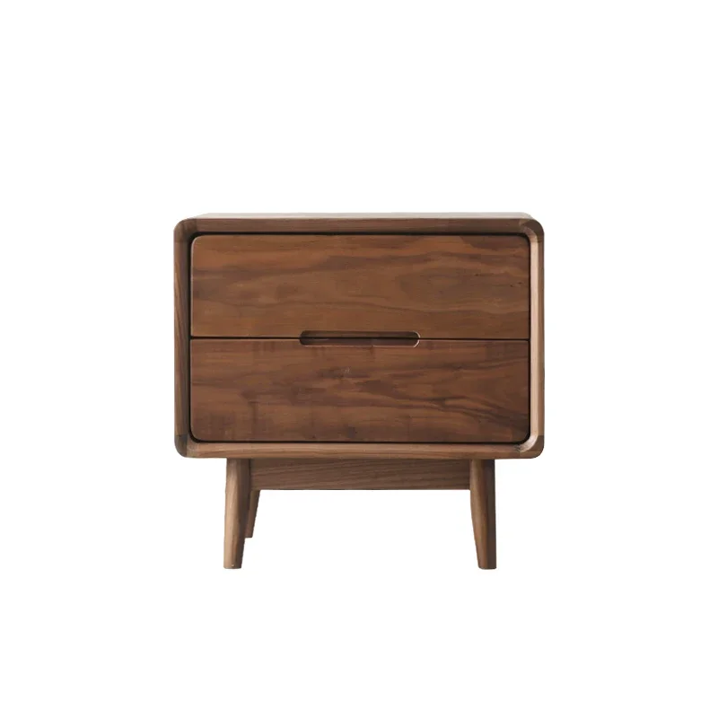 

Прикроватный столик из массива дерева с двумя выдвижными ящиками, шкаф для хранения, простой скандинавский прикроватный маленький шкаф для спальни