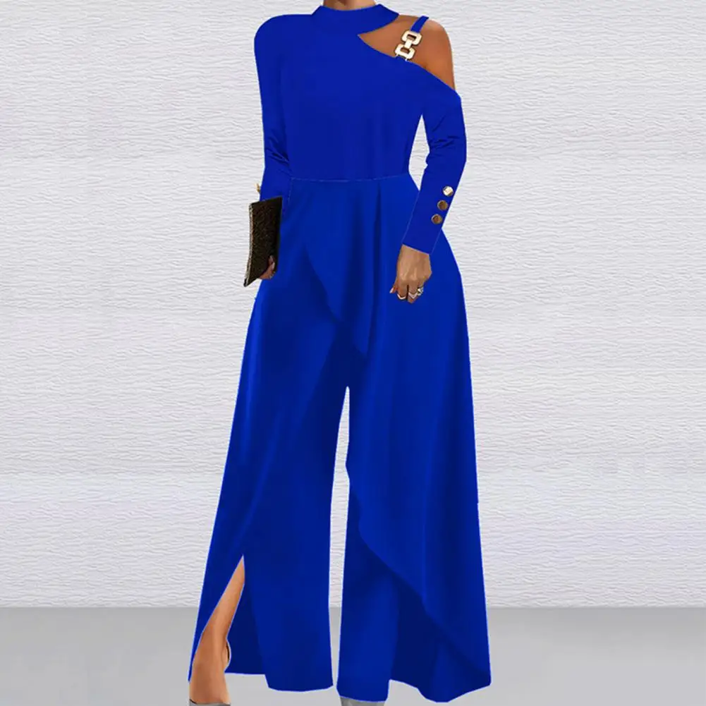 Ruffles Split Wide Leg Jumpsuit Elegant Women's Autumn Jumpsuit Solid Color Off Shoulder Ruffles Chain Sling Long for Office
Ruffles Split Wide Leg Jumpsuit Elegant Women's Autumn Jumpsuit Solid Color Off Shoulder Ruffles Chain Sling Long for Office