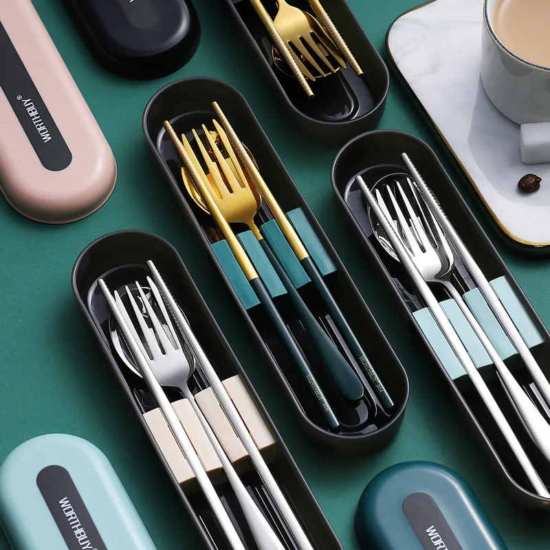 3PCS/Set Cutlery Tableware Spoon Fork Chopsticks Stainless Steel With Box Holder Portable Travel Kitchen Dinnerware Korean Style
3PCS/Set Cutlery Tableware Spoon Fork Chopsticks Stainless Steel With Box Holder Portable Travel Kitchen Dinnerware Korean Style