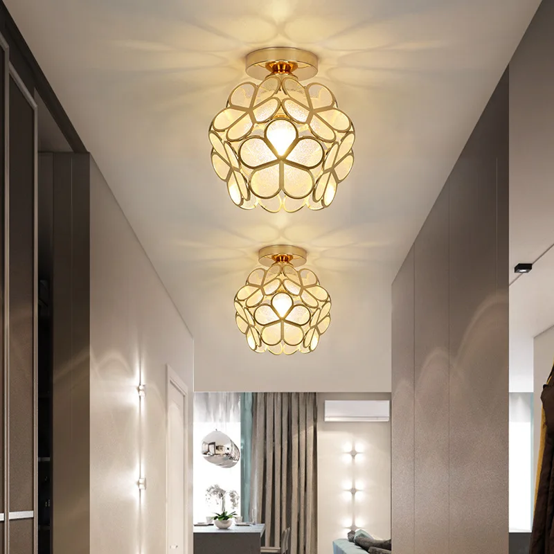

Led Crystal Aisle Lamp E27 Corridor Balcony Ceiling Light Nordic Style Personality Creative Small Chandelier Entrance Lamps