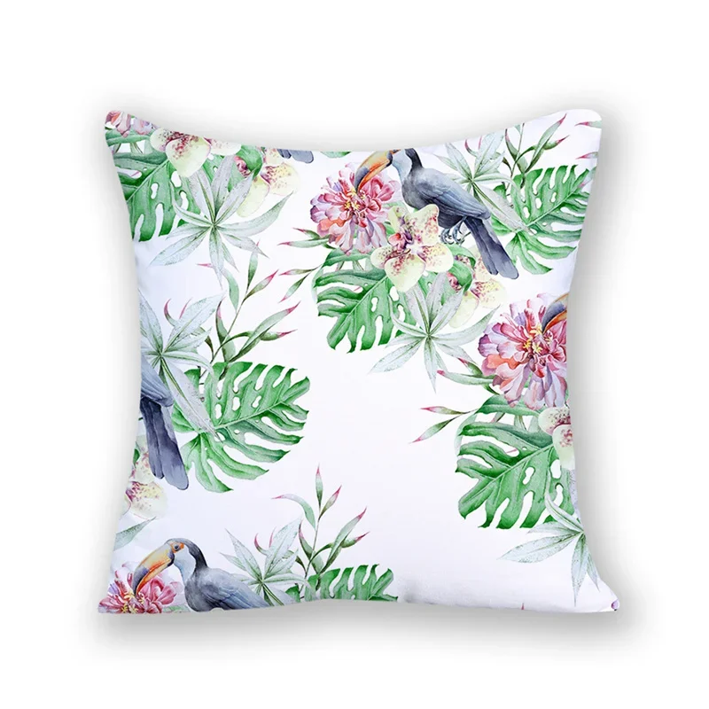

Tropical Plant Cushion Cover Nordic Ins Pillow Cover Toucan Flamingo Print Pillowcase Modern Fashion Home Sofa Decor 2024 DF1149