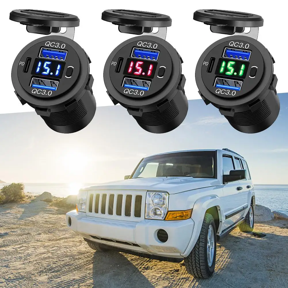 60W PD Dual QC 3.0 USB Charger With Digital Voltmeter Socket Outlet Waterproof Switch Adapter Power Car Motorcycle 12V Truc A1G9
60W PD Dual QC 3.0 USB Charger With Digital Voltmeter Socket Outlet Waterproof Switch Adapter Power Car Motorcycle 12V Truc A1G9