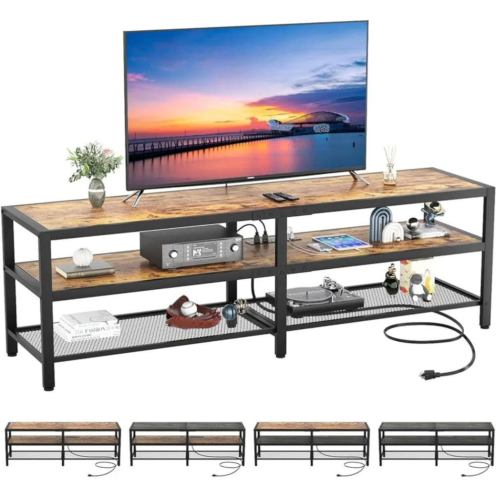 

TV Stand for 65 70 Inch TV Television Tables Sofa Living Room Sets Furniture Rustic Brown and Oak Kitchen Cabinets Bookshelf Ps5