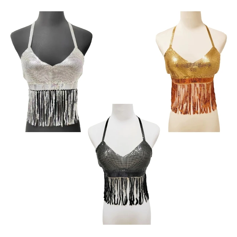 Women Sequins Glitter Tops Neck Backless Chain Halter Crop Top Party Blouses Clubwear 10CF
Women Sequins Glitter Tops Neck Backless Chain Halter Crop Top Party Blouses Clubwear 10CF