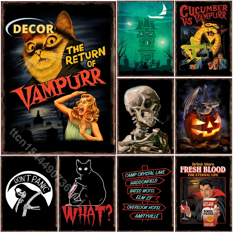 Halloween Decoration Metal Tin Sign Poster for Cats Vampires Blood Pumpkins Painting Picture Iron Plate Wall Art Aesthetic Decor
Halloween Decoration Metal Tin Sign Poster for Cats Vampires Blood Pumpkins Painting Picture Iron Plate Wall Art Aesthetic Decor