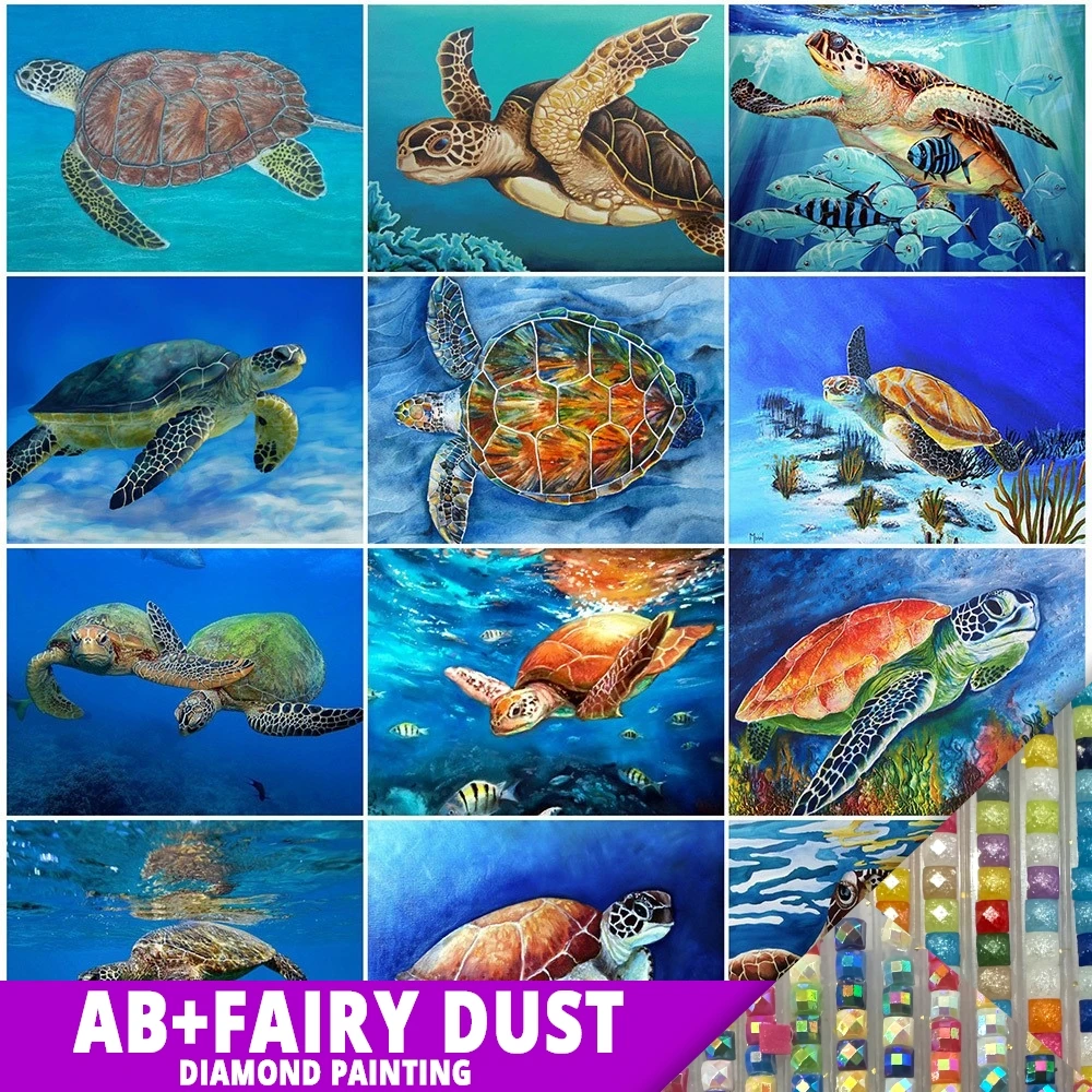 

AB сказочная пыль Алмазная живопись 5D мозаика животные Фотообои морская черепаха вышивка крестиком бусинами сделай сам