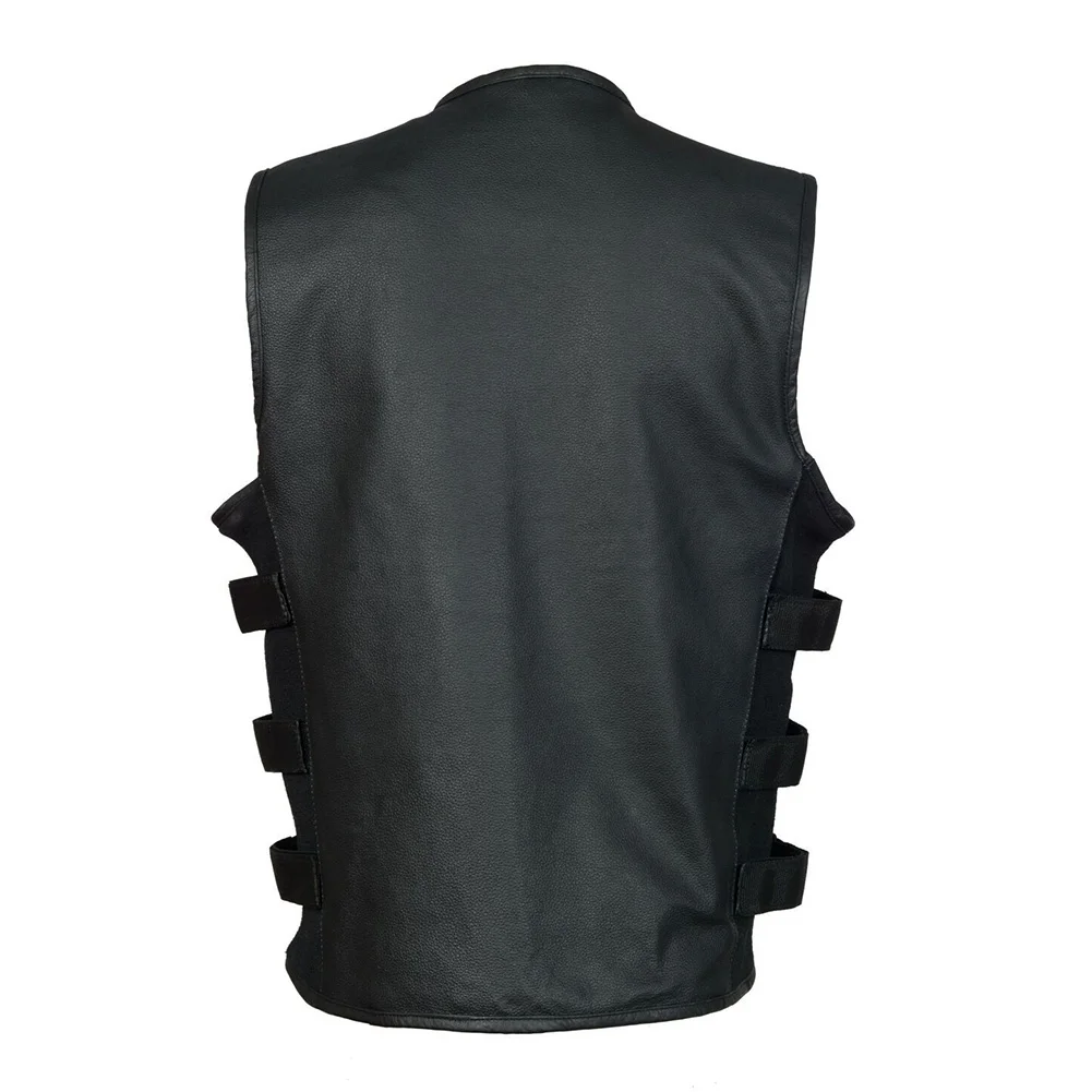 

Holiday Waistcoat Men's Waistcoat Club Bikers Vest Faux Leather Waistcoat Oversized Pocket Sleeveless Fashion