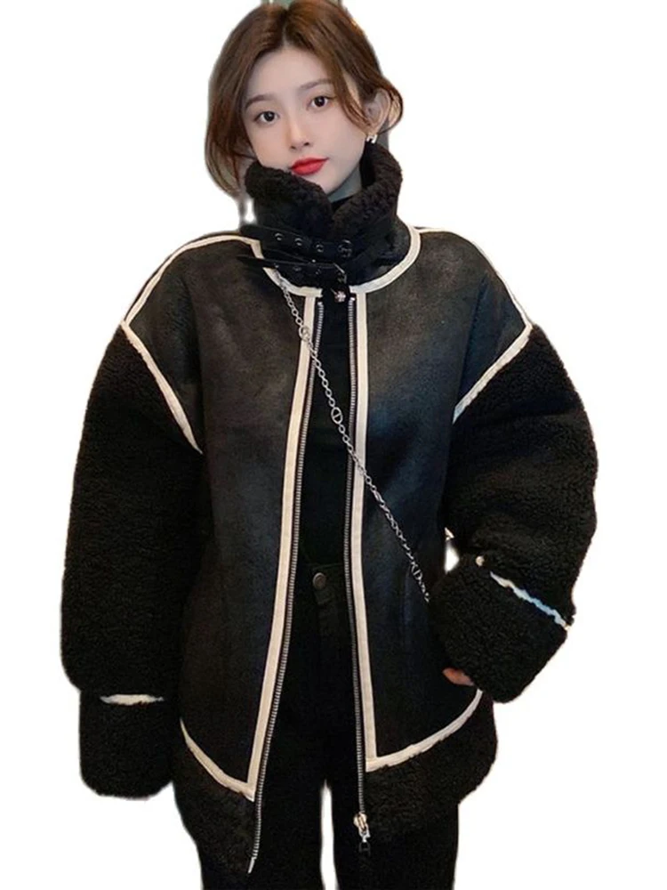Winter Women Sheepskin Warm Faux Fur Jacket Short Motorcycle Windbreaker Coat Shearling Sheepskin Leather Jackets Outwear
Winter Women Sheepskin Warm Faux Fur Jacket Short Motorcycle Windbreaker Coat Shearling Sheepskin Leather Jackets Outwear