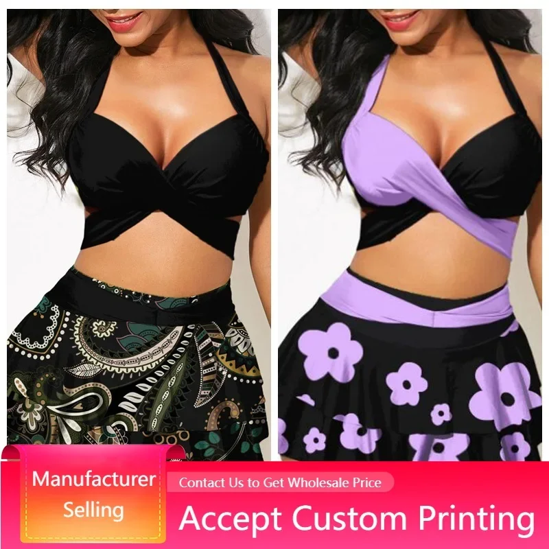 Sexy Bikini Women's Split Swimsuit High Waist Floral Print Tie Two Piece Bathing Suit Skirt Color-blocking Strap Swimsuit
Sexy Bikini Women's Split Swimsuit High Waist Floral Print Tie Two Piece Bathing Suit Skirt Color-blocking Strap Swimsuit