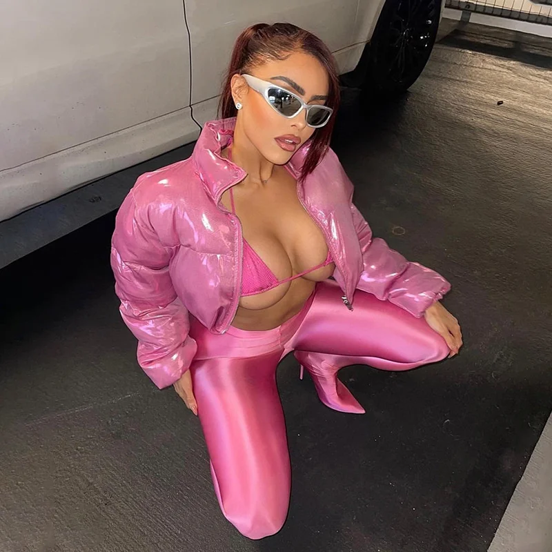 Zabrina Women Winter Pink Puffer Jacket Fashion Bright PU Long Sleeve Coats Shiny Leather Zipper Cropped Cotton Jackets Coat
Zabrina Women Winter Pink Puffer Jacket Fashion Bright PU Long Sleeve Coats Shiny Leather Zipper Cropped Cotton Jackets Coat