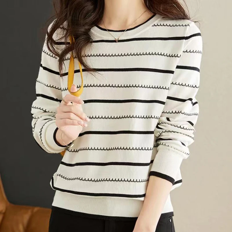 Sueters De Mujer Moda 2023 Winter Clothes Women Long Sleeve Striped O Neck Sweater Female Autumn Pullovers Knitted Tops Female
Sueters De Mujer Moda 2023 Winter Clothes Women Long Sleeve Striped O Neck Sweater Female Autumn Pullovers Knitted Tops Female