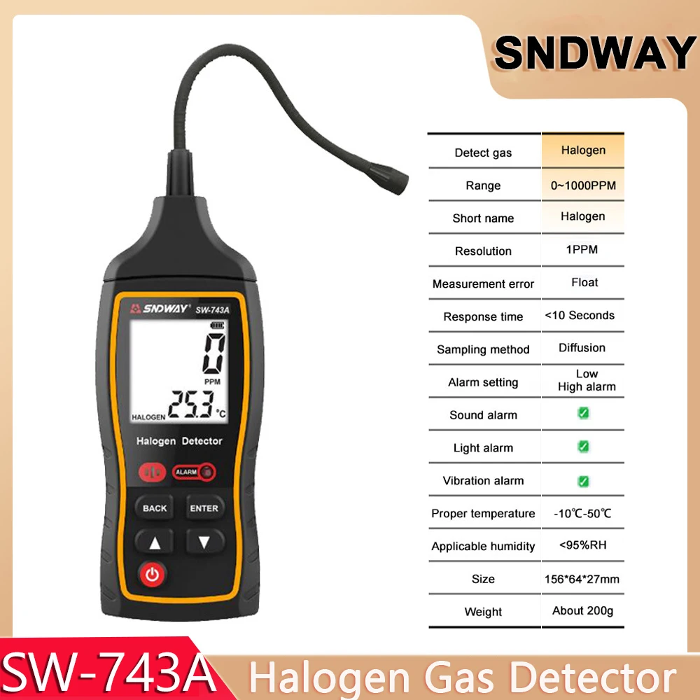 Цифровой измерительный прибор SNDWAY, детектор галогенного газа, 1000 PPM, CFCs, HCFCs, детектор утечки галогенного газа, телефон с звуковой вибрацией
Цифровой измерительный прибор SNDWAY, детектор галогенного газа, 1000 PPM, CFCs, HCFCs, детектор утечки галогенного газа, телефон с звуковой вибрацией