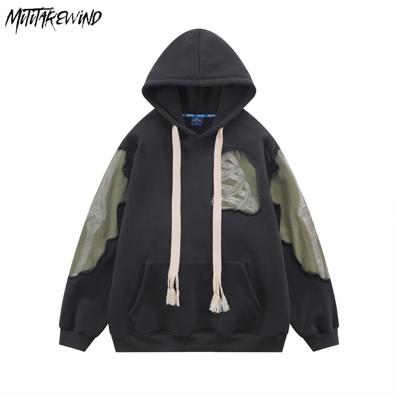 High Street Men Thickened Hooded Sweatshirt Embroidery Ripped Hole Patch Punk Gothic Streetwear Harajuku Casual Pullover Hoodies
High Street Men Thickened Hooded Sweatshirt Embroidery Ripped Hole Patch Punk Gothic Streetwear Harajuku Casual Pullover Hoodies
