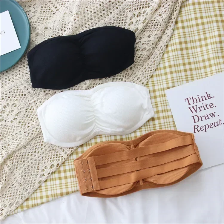 Women's Invisible Strapless Bra with Removable Pads Sexy Underwear Tube Top Girls One-piece Backless Lingerie Cropped Tanks Women's Invisible Strapless Bra with Removable Pads Sexy Underwear Tube Top Girls One-piece Backless Lingerie Cropped Tanks