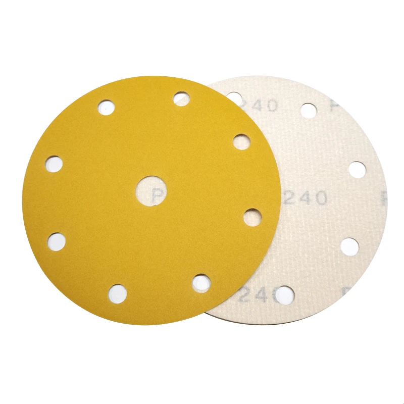 

10 Pcs 6 Inch 9 Hole Dry Sanding Paper Pneumatic Disc Sander Self-adhesive Flocking Sandpaper 150mm