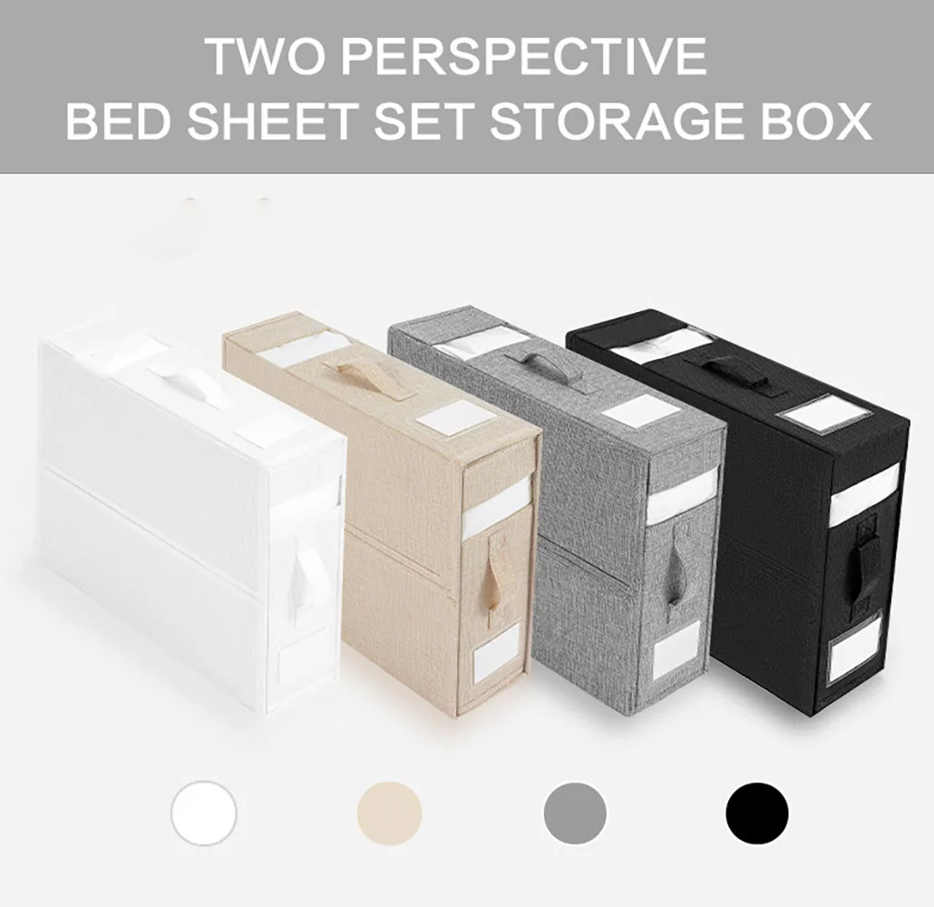 

Bed Sheet Organizer Visual Windows Foldable Closet Storage Dustproof Household Wardrobe Storage Box for Bedding Clothes Blankets