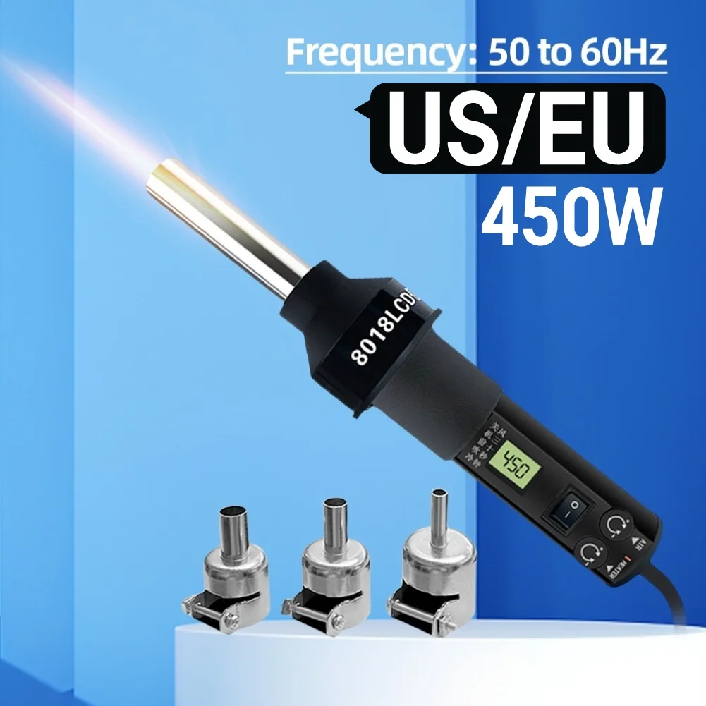 110V 220V Heat Hot Air Gun 450W Hot Air Rework Station Temperature Adjustable Desoldering Soldering Station for IC SMD BGA
110V 220V Heat Hot Air Gun 450W Hot Air Rework Station Temperature Adjustable Desoldering Soldering Station for IC SMD BGA