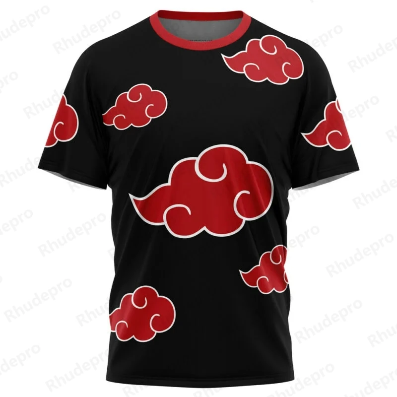 

Black Aloha Akatsuki Naruto T-Shirt 2024 New Fashion Summer Men Tee Shirts Japanese Anime Cosplay Male Clothing Tops