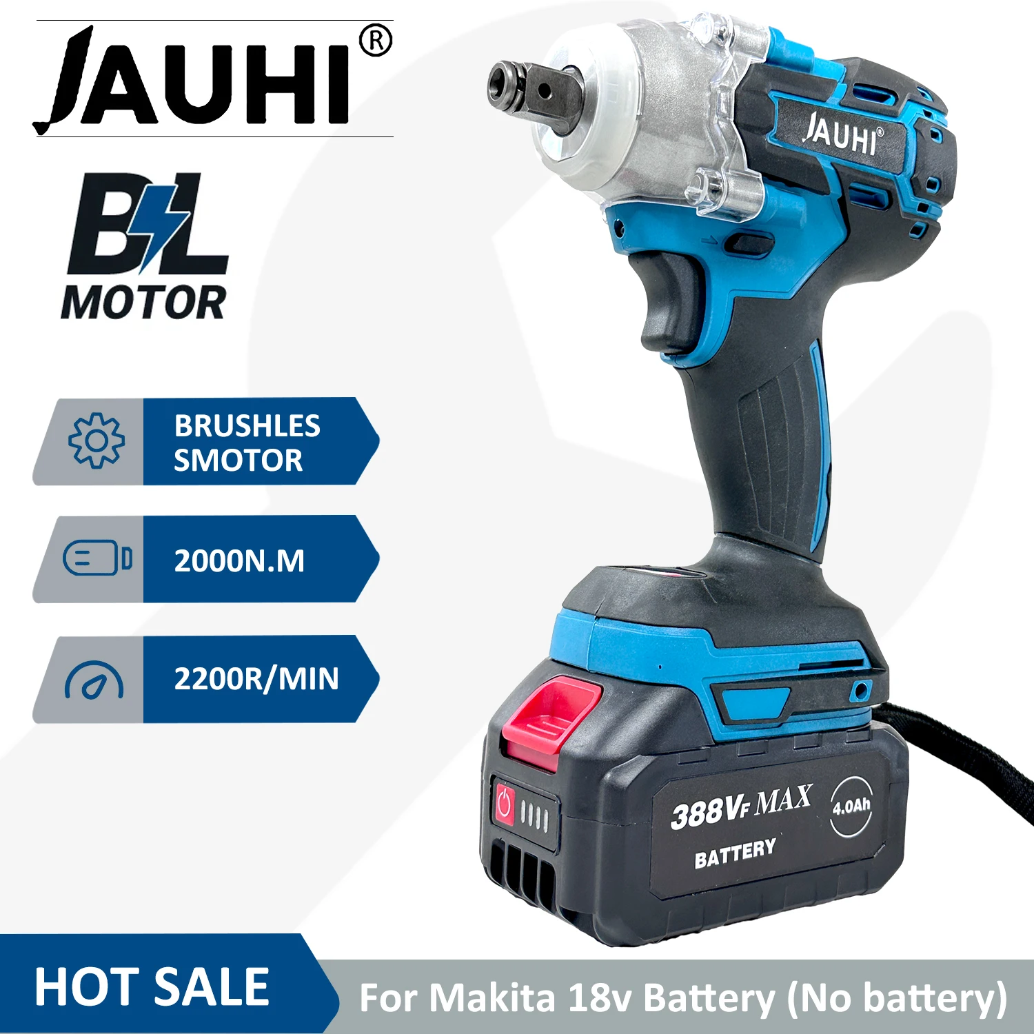 JAUHI 5200rpm Brushless Electric impact screwdriver 520N.m Cordless Impact Wireless Drill for Makita 18V Battery Power Tools
JAUHI 5200rpm Brushless Electric impact screwdriver 520N.m Cordless Impact Wireless Drill for Makita 18V Battery Power Tools