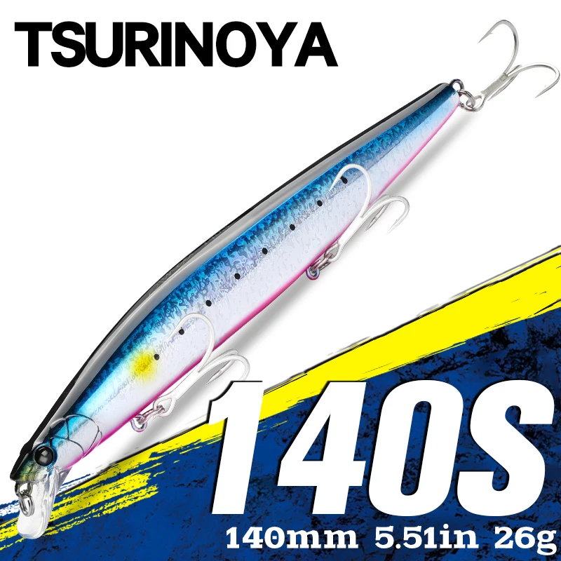 

TSURINOYA STINGER 140S Tungsten Weight System Long Casting Sinking Minnow Top Fishing Lure 140mm 26g DW92 Saltwater Hard Baits
