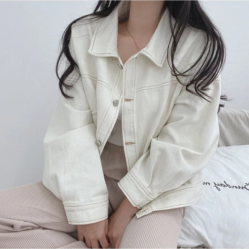2023 Autumn Korean Style Baggy Casual Solid Color Denim Jacket Winter Women's Fashion Harajuku Single Breasted Y2K Jean Coat
2023 Autumn Korean Style Baggy Casual Solid Color Denim Jacket Winter Women's Fashion Harajuku Single Breasted Y2K Jean Coat