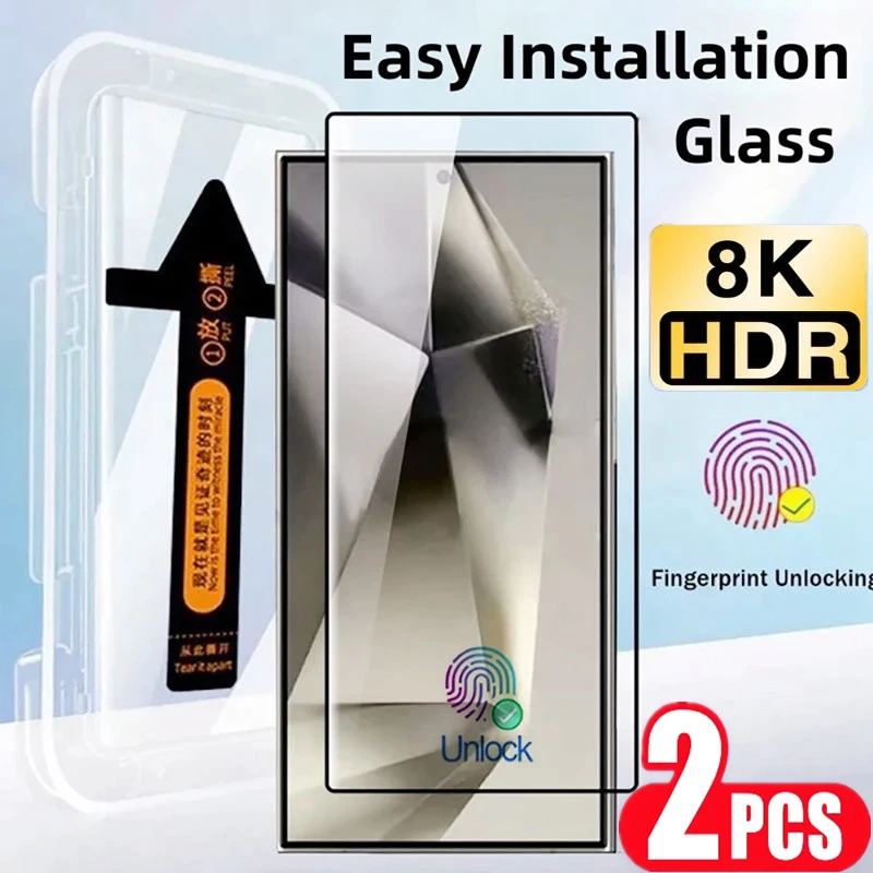 

Easy Installation Tempered Glass For Samsung S24 S22 S21 S23 Ultra Plus S20 FE A53 A13 A54 A14 A52 A12 A51 A71 Screen Protector