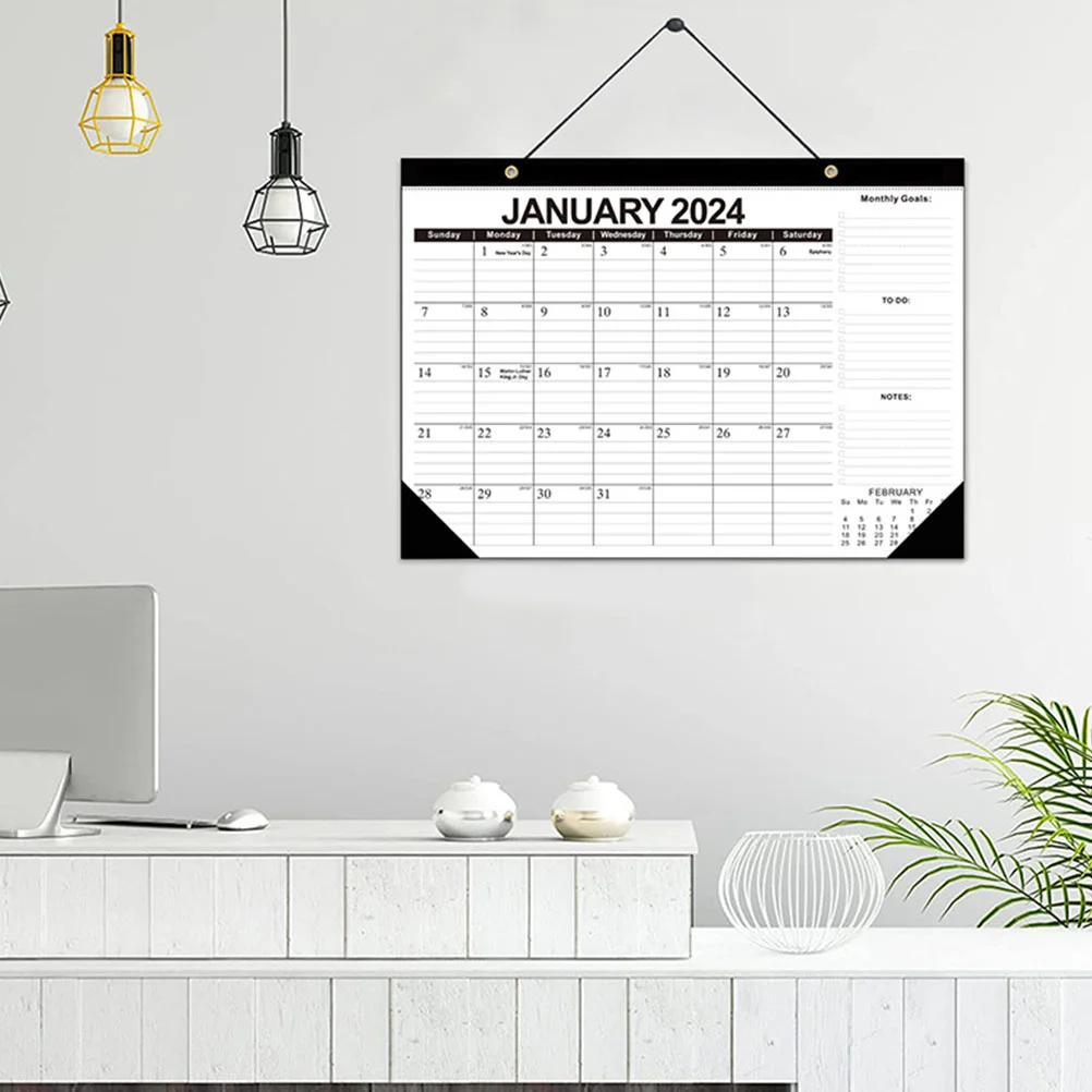 

Настенный календарь на английском языке 2024, ежемесячная домашняя поставка, изящная офисная ежедневная прозрачная подвесная бумага с принтом