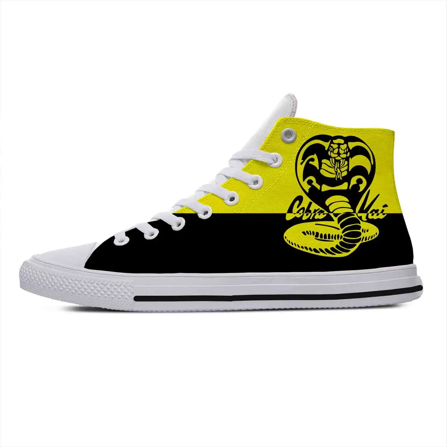 

Высокие кроссовки с логотипом Cobra Kai, мужские и женские, для подростков, модная повседневная холщовая спортивная обувь для бега, легкая обувь с 3D-принтом